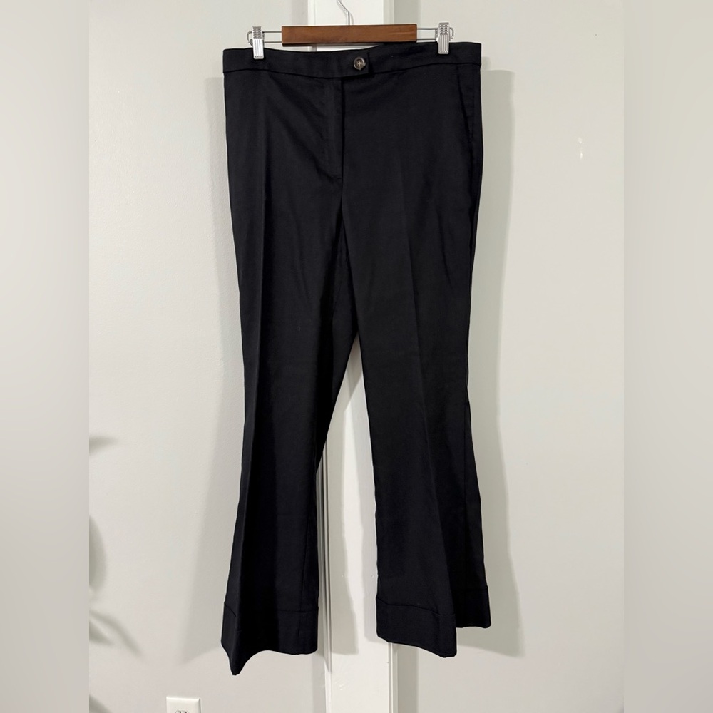 Classic Ann Taylor Linen Blend Cuffed Black Trousers